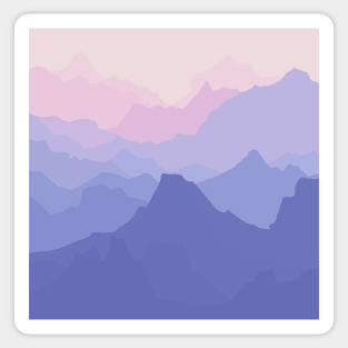 Pink and Lilac Pastel Rocky Hill Landscape Digital Illustration Sticker